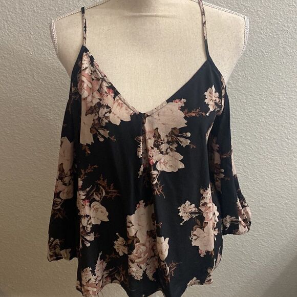 Joie eclipse floral cold shoulder silk top - Picture 3 of 4